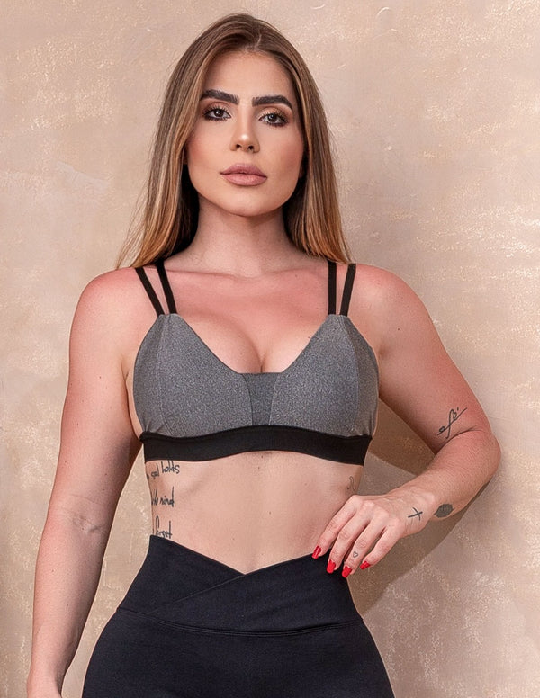 Top Fitness Feminino com Bojo Removível e Alcinhas Ajustáveis