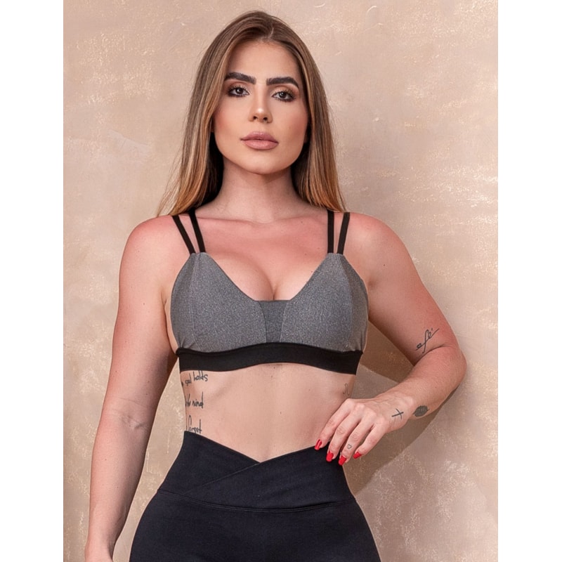 Top Fitness Feminino com Bojo Removível e Alcinhas Ajustáveis