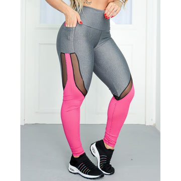 Calça Legging Feminina para Academia com Recortes nas Pernas e Bolsos Laterais