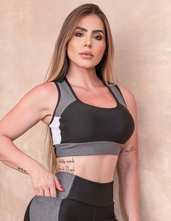 Cropped Fitness Feminino Estilo Nadador sem Bojo