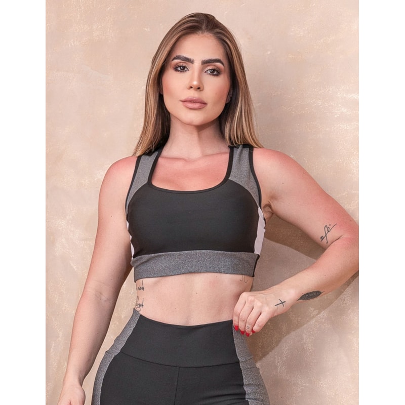 Cropped Fitness Feminino Estilo Nadador sem Bojo