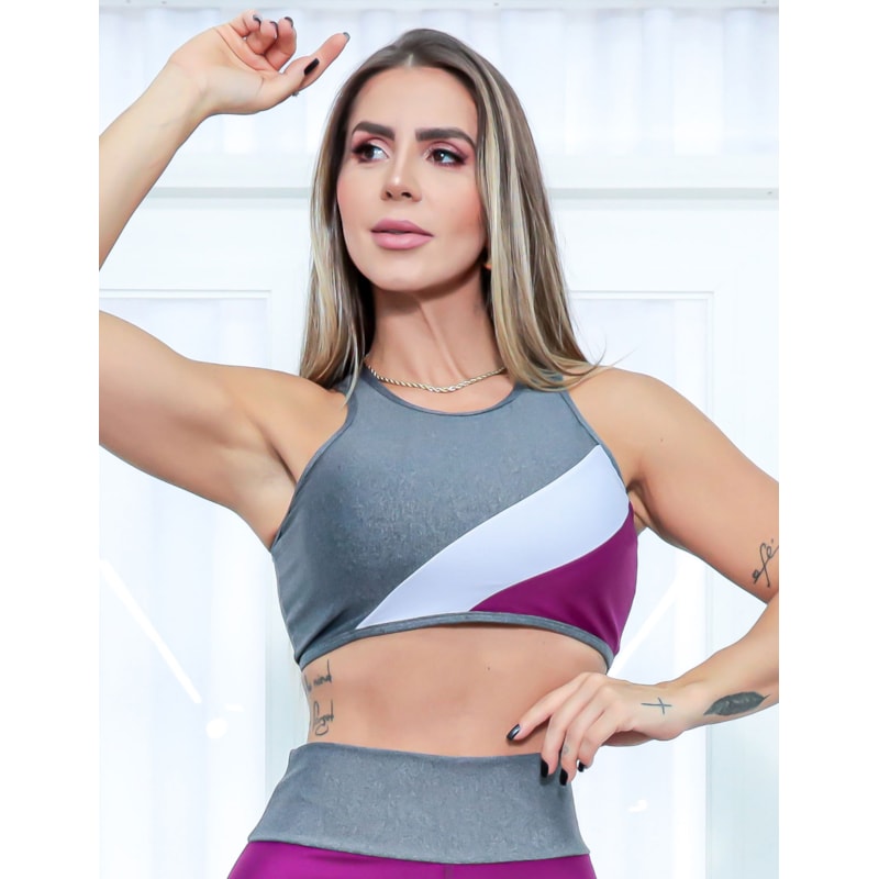 Cropped Top Feminino Fitness Nadador Sem Bojo Fitmoda