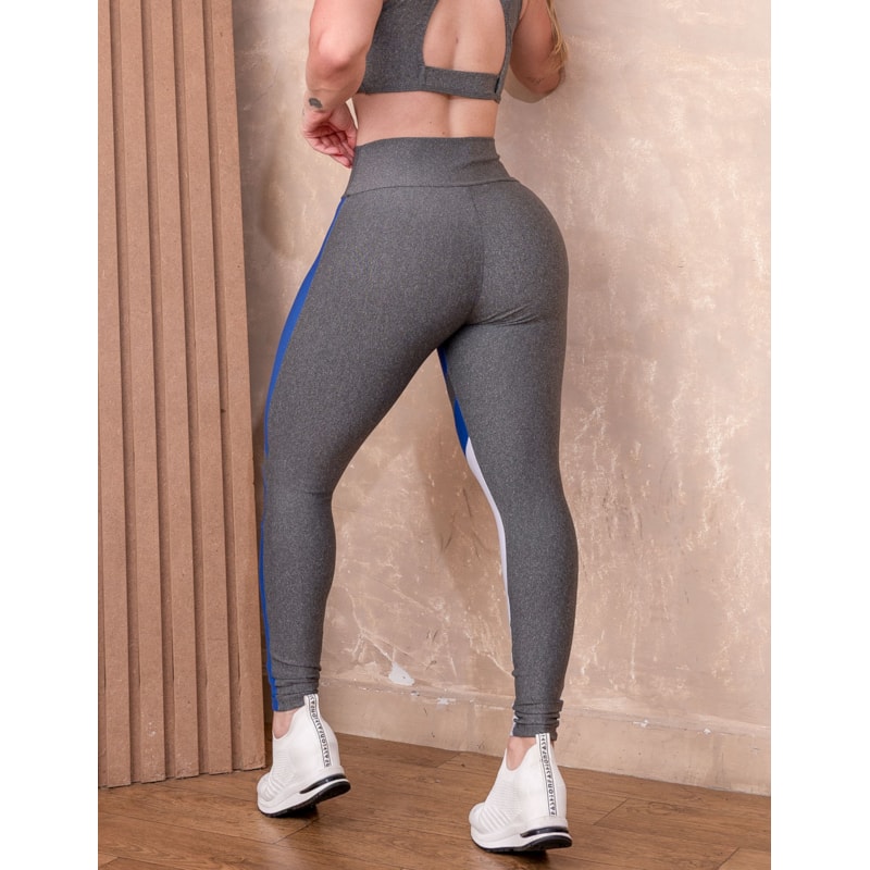 Calça Legging Feminina Cintura Alta com Recorte Colorido Fitness