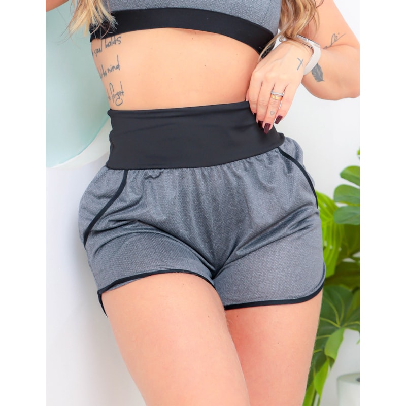 Conjunto Feminino Fitness Running Dry Fit Short com Bolsos e Cropped sem Bojo