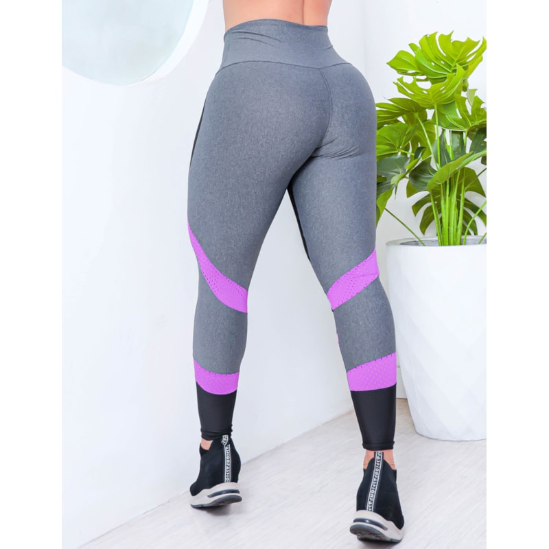 Calça Legging Feminina com Recortes em Tela para Academia