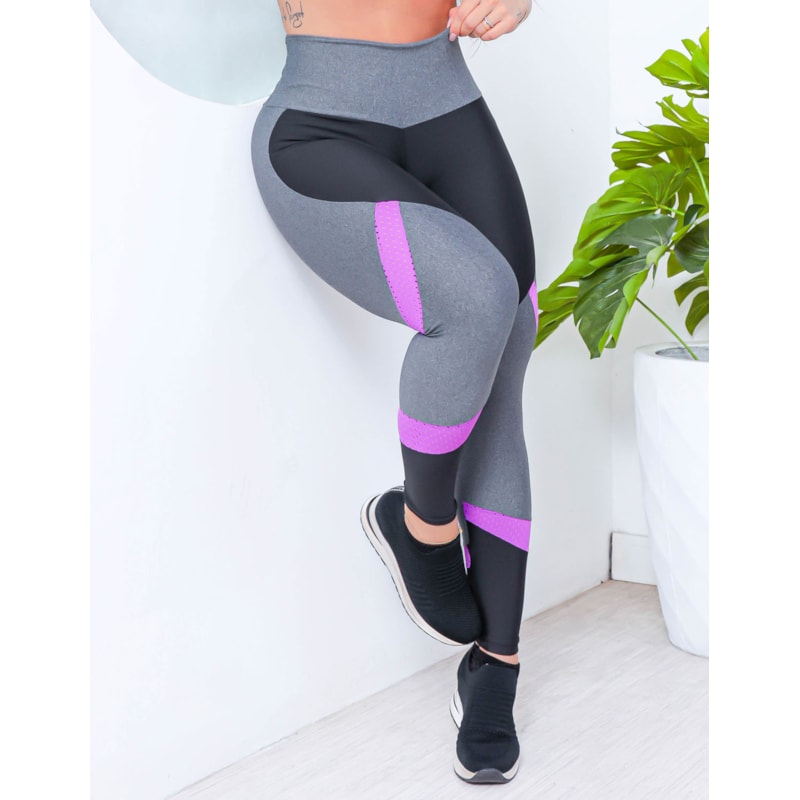 Calça Legging Feminina com Recortes em Tela para Academia