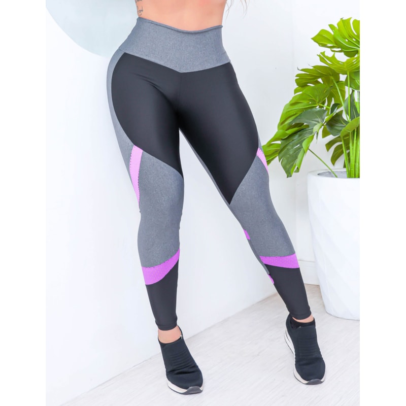 Calça Legging Feminina com Recortes em Tela para Academia