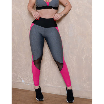 Calça Fitness Feminina com Recortes em Tela nas Laterais
