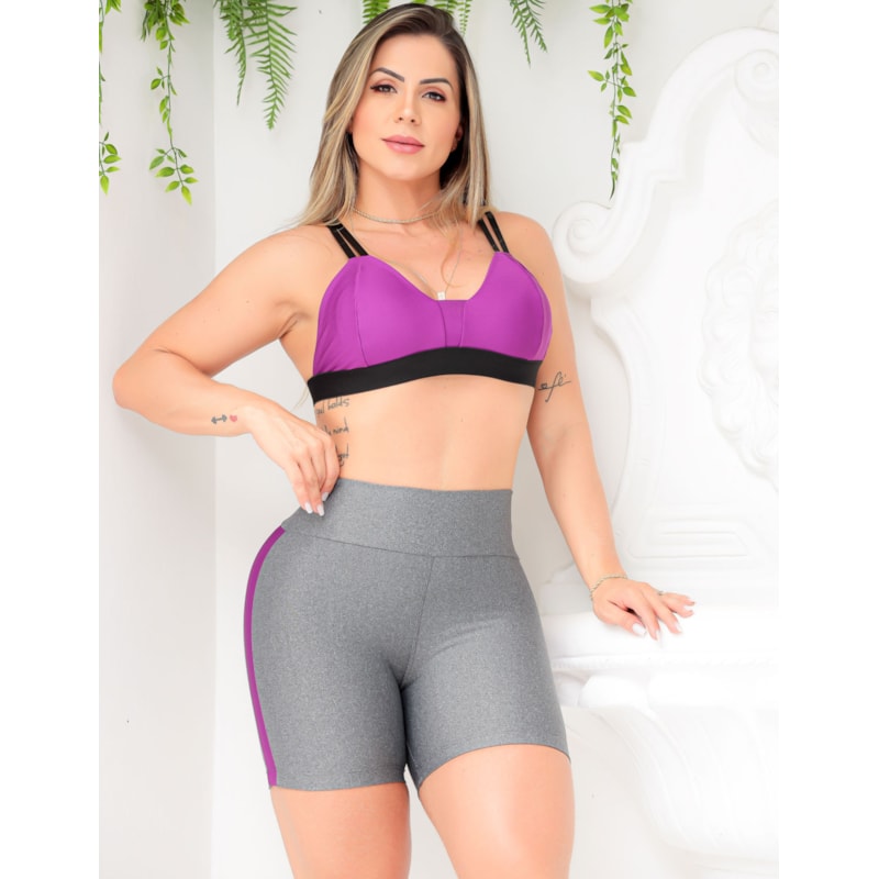 Conjunto Feminino Fitness com Shortinho e Top com Bojo Removível