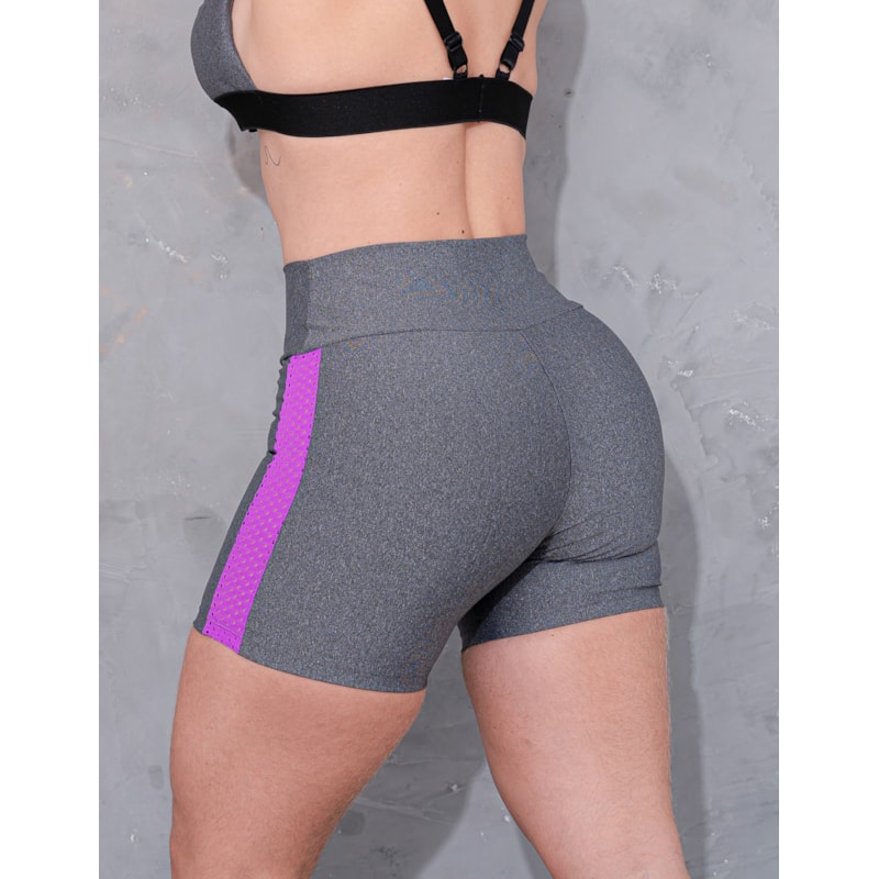 Short Fitness Feminino com Recortes em Tela de Poliamida nas Laterais