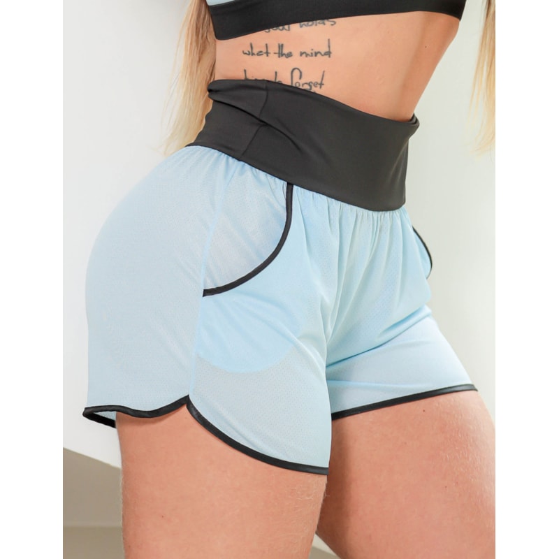 Short para Academia Feminino em Dry Fit com Bolsinhos Laterais sem Forro
