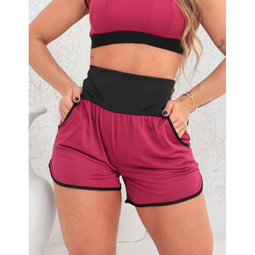 Short Feminino Fitness sem Forro com Bolsos Laterais em Dry Fit