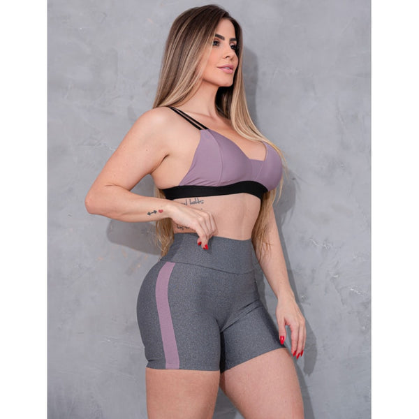 Conjunto Fitmoda Feminino para Academia com Top de Bojo Removível e Short