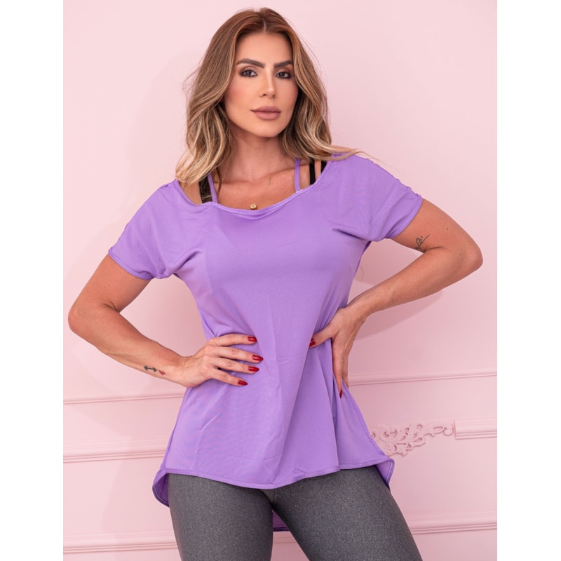 Blusa Feminina para Academia com Manguinhas Dry Fit