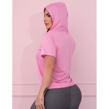 T-shirt Feminina com Capuz em Dry Fit para Academia