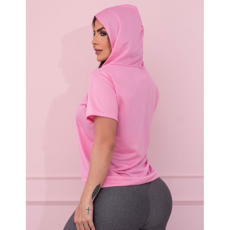 T-shirt Feminina com Capuz em Dry Fit para Academia