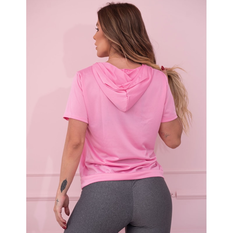 T-shirt Feminina com Capuz em Dry Fit para Academia