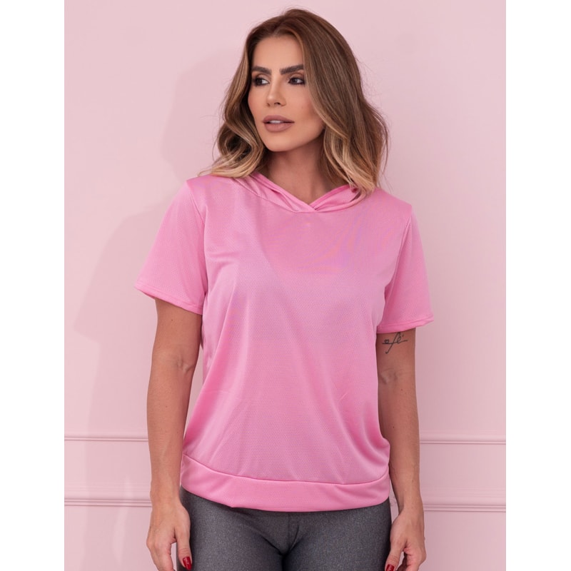T-shirt Feminina com Capuz em Dry Fit para Academia