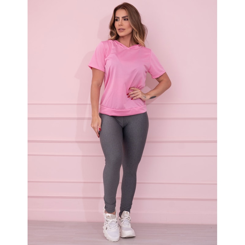 T-shirt Feminina com Capuz em Dry Fit para Academia