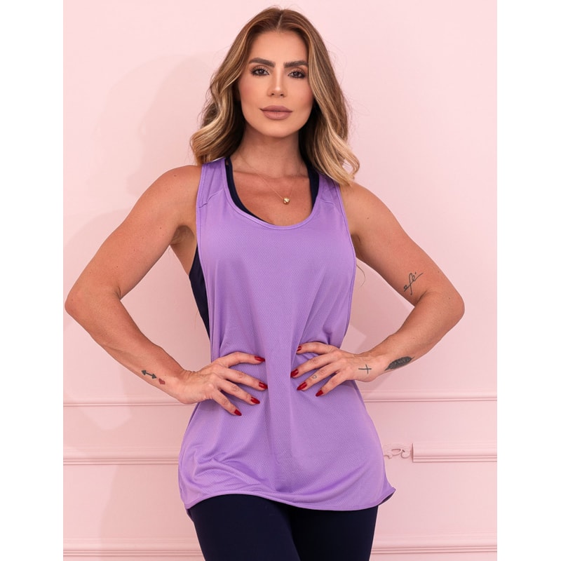 Camiseta Fitness Cavada em Dry Fit Feminina