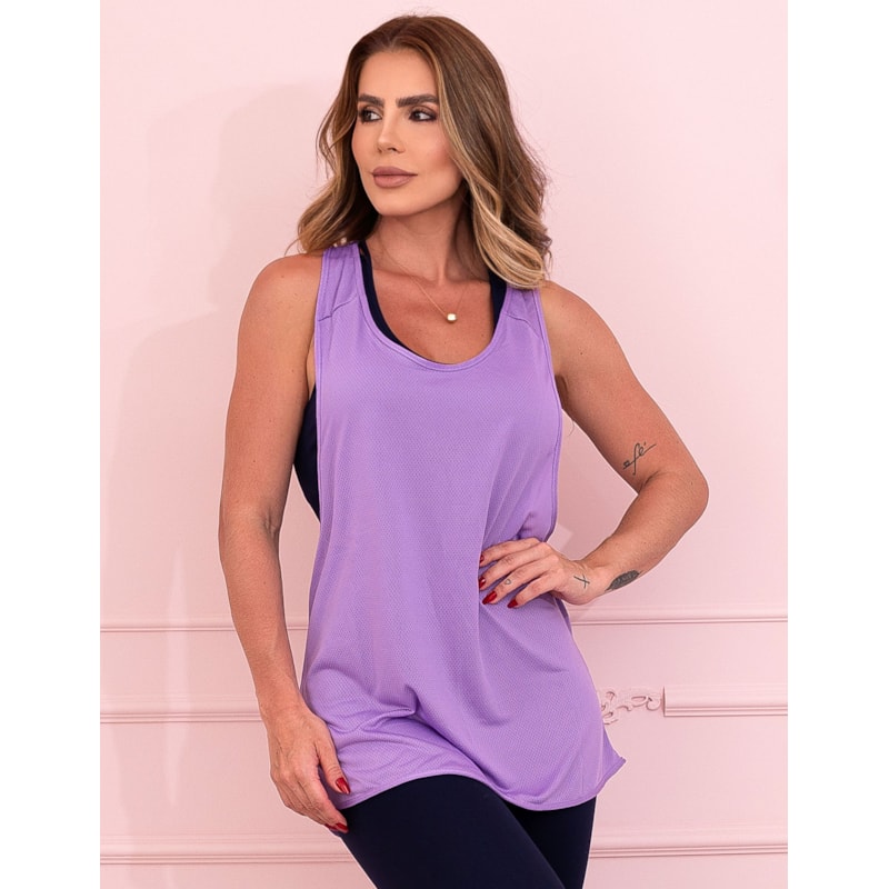Camiseta Fitness Cavada em Dry Fit Feminina