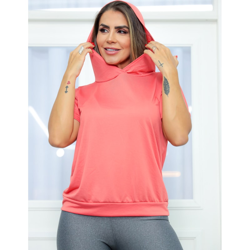 Blusa Fitness para Academia em Dry Fit Furadinho com Capuz