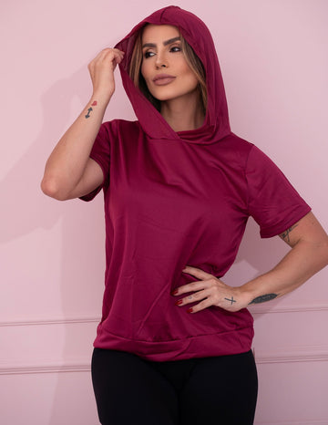 Blusinha Fitness Feminina em Dry Fit Furadinho com Capuz para Academia