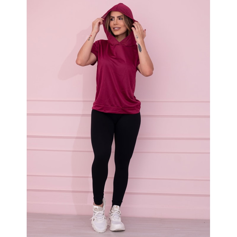 Blusinha Fitness Feminina em Dry Fit Furadinho com Capuz para Academia