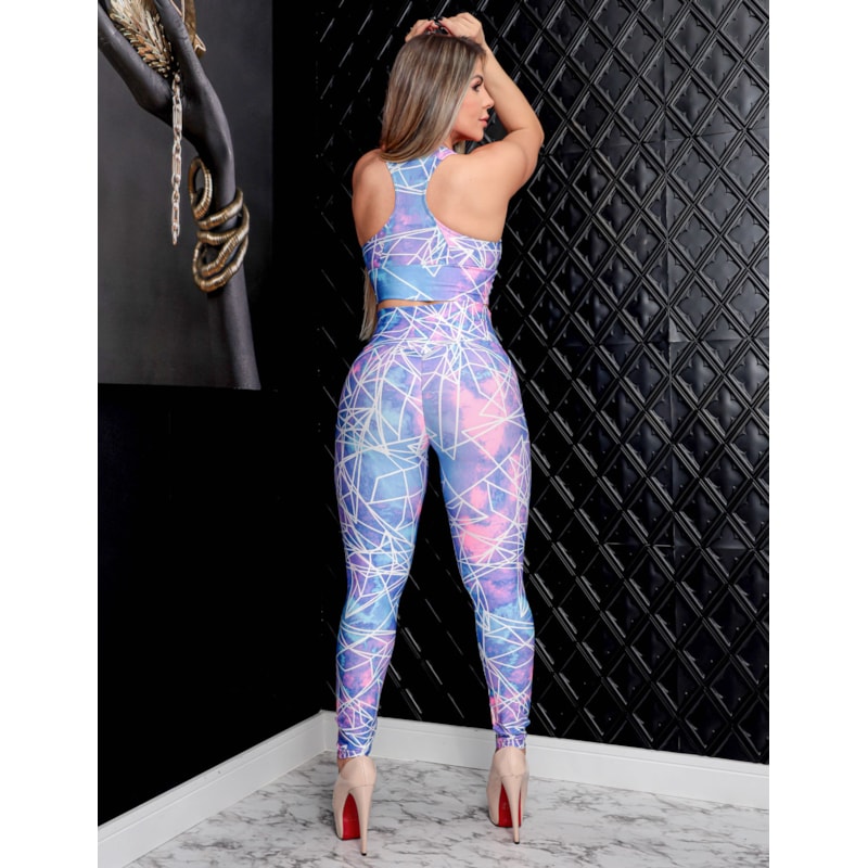 Conjunto Feminino Calça Empina Bumbum e Cropped com Bojo Removível