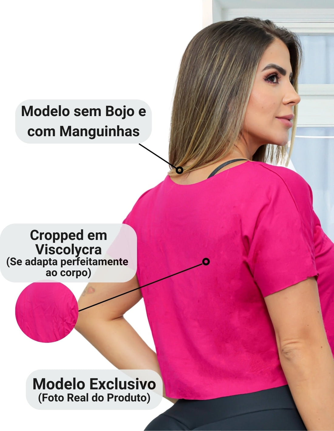 Kit com 3 Croppeds Tops Versáteis Feminino Fitness e Casual