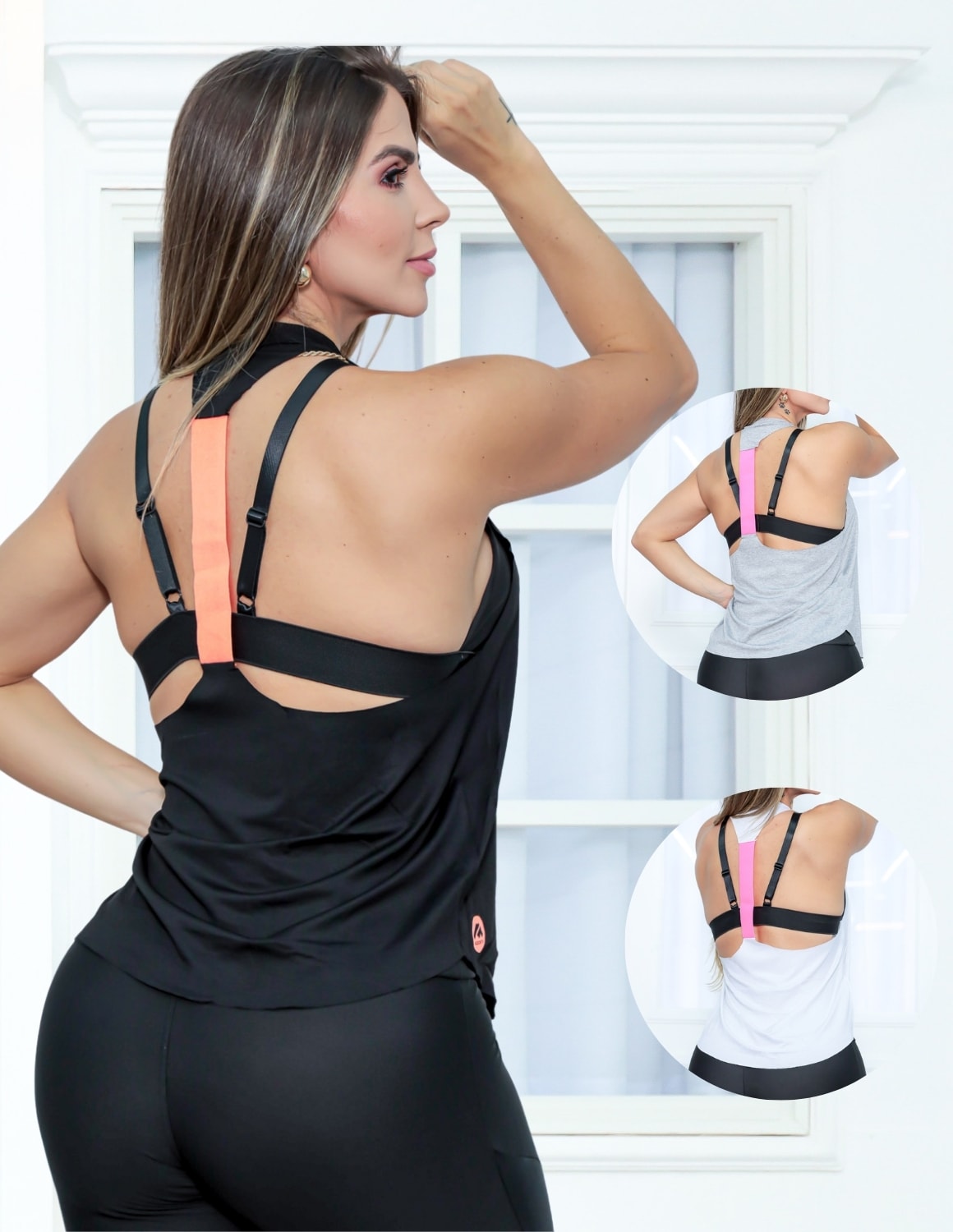 Kit com 3 Camisetas Feminina de Alças para Atividades Físicas