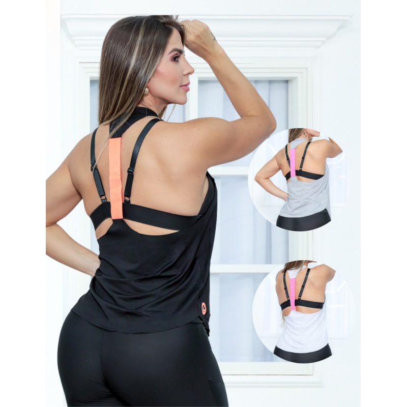 Kit com 3 Camisetas Feminina de Alças para Atividades Físicas