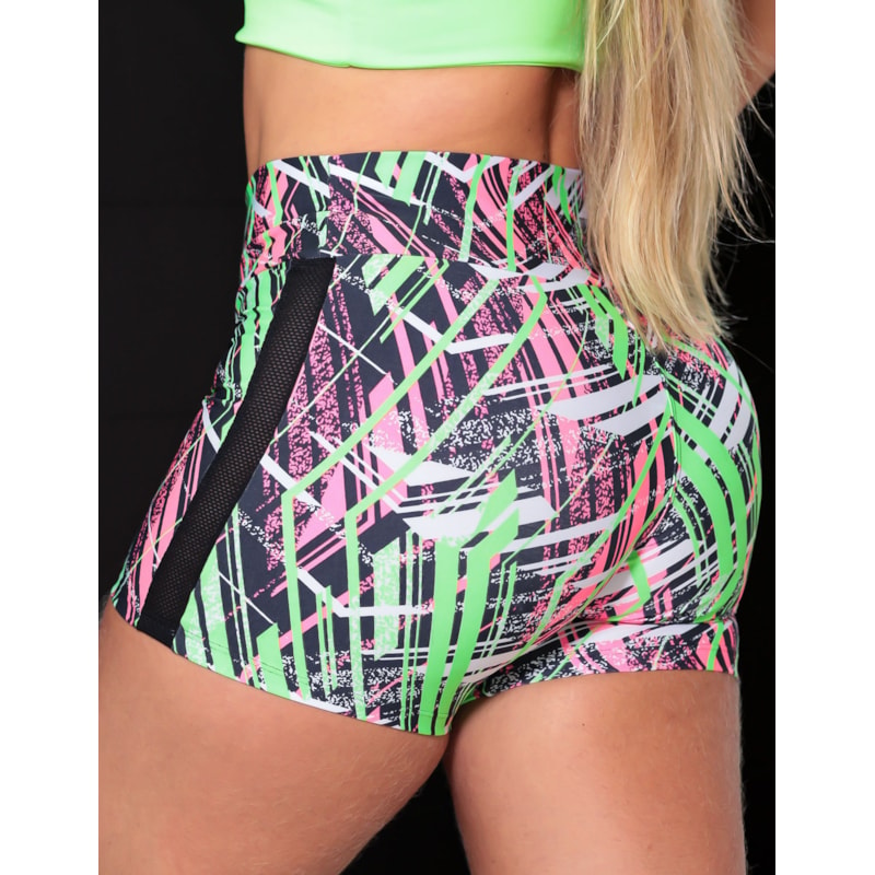 Short Fitness Estampado Feminino com Tela nas Laterais