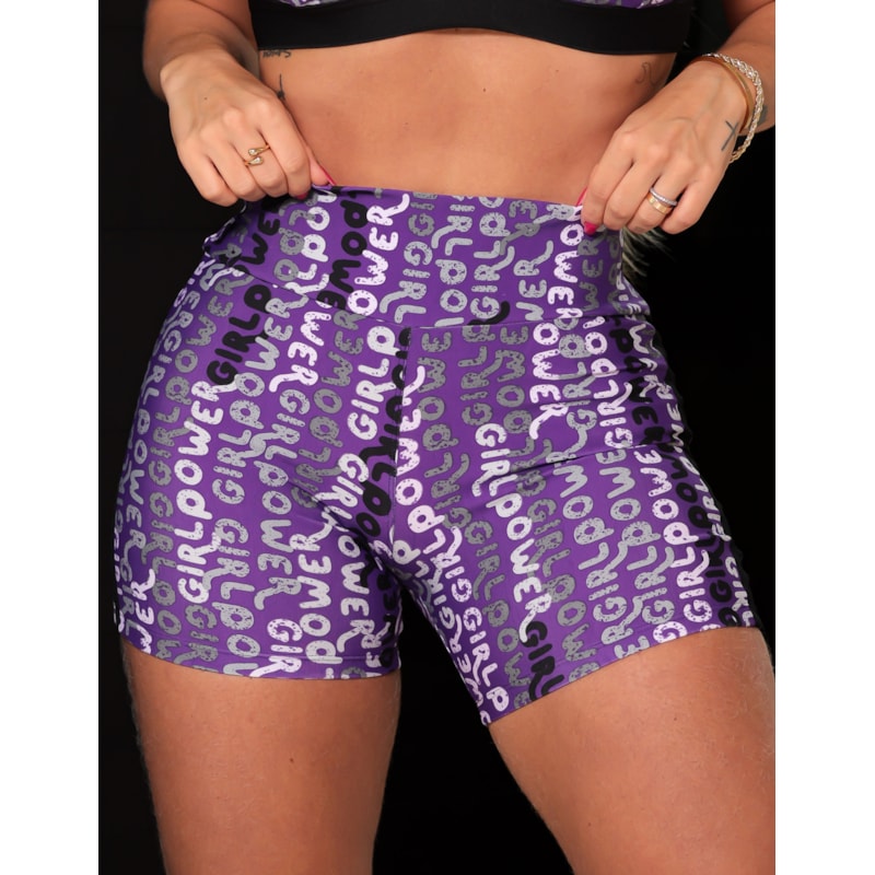 Short Fitness em Suplex Estampado com Recortes em Tela