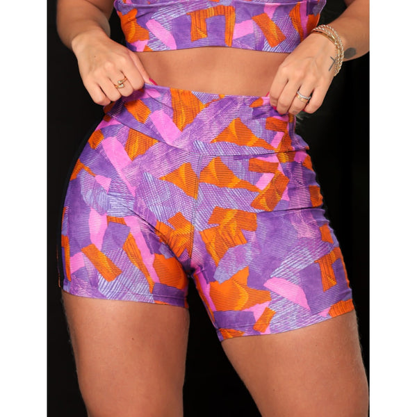 Short Fitness Estampado com Tela nas Laterais