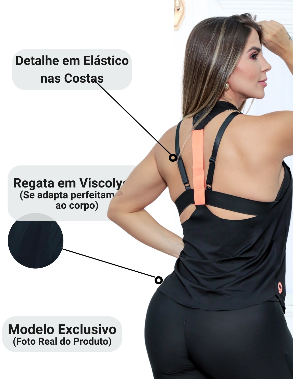 Kit com 2 Camisetas Esportivas Feminina com Alças Estilo Nadador