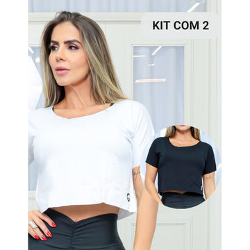 Kit com 2 Croppeds Versáteis Básico Feminino Fitness e Casual