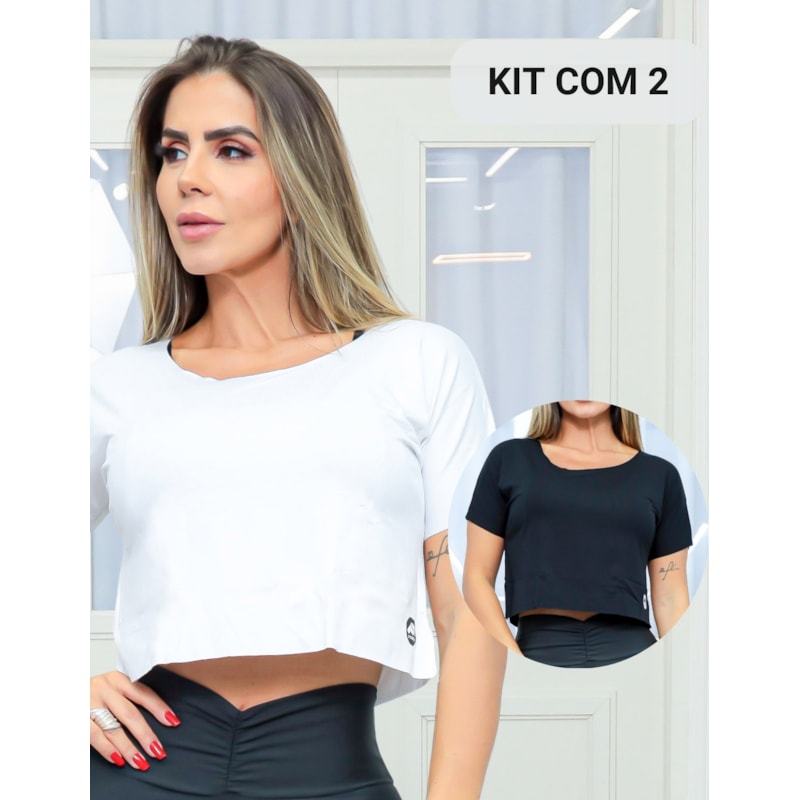 Kit com 2 Croppeds Versáteis Básico Feminino Fitness e Casual