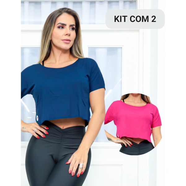 Kit com 2 Croppeds Versáteis Feminino Fitness e Casual