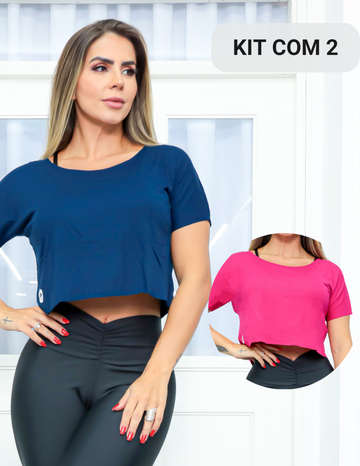 Kit com 2 Croppeds Versáteis Feminino Fitness e Casual