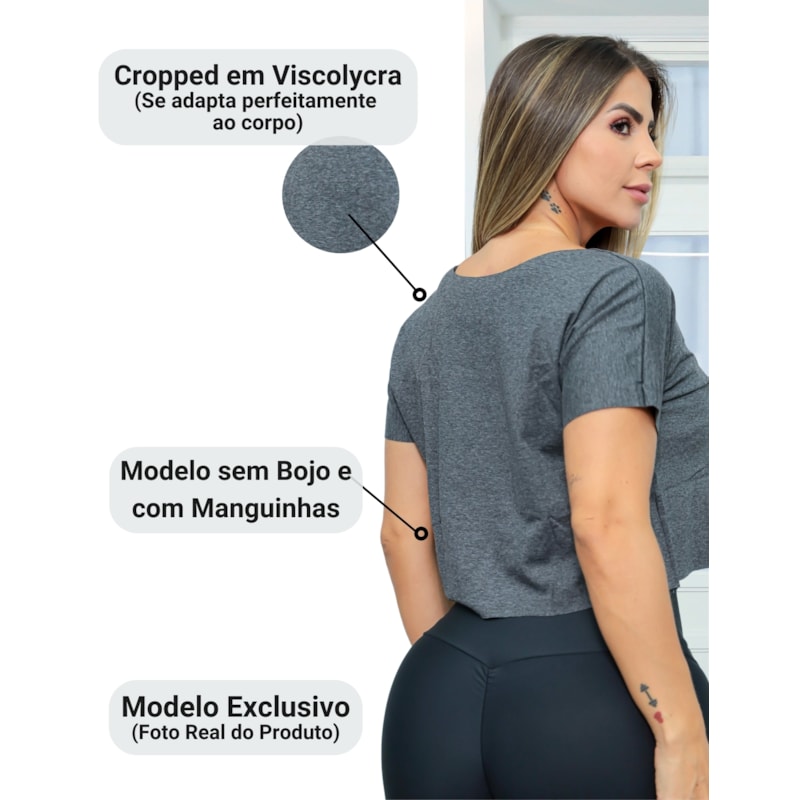 Kit 2 Croppeds Feminino em Viscolycra Manga Curta