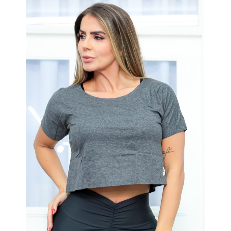 Kit com 2 Croppeds Camiseta Curta Feminina Esportivo com Manguinhas