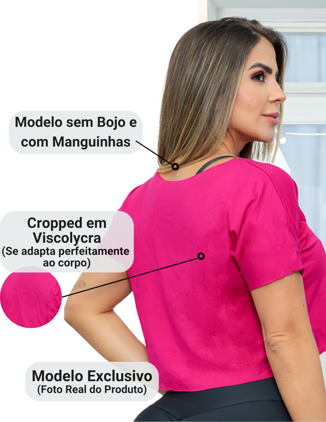 Kit 2 Blusa Cropped Básico Feminino Fitness Academia