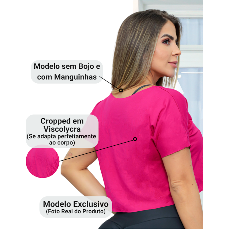 Kit 2 Blusa Cropped Básico Feminino Fitness Academia