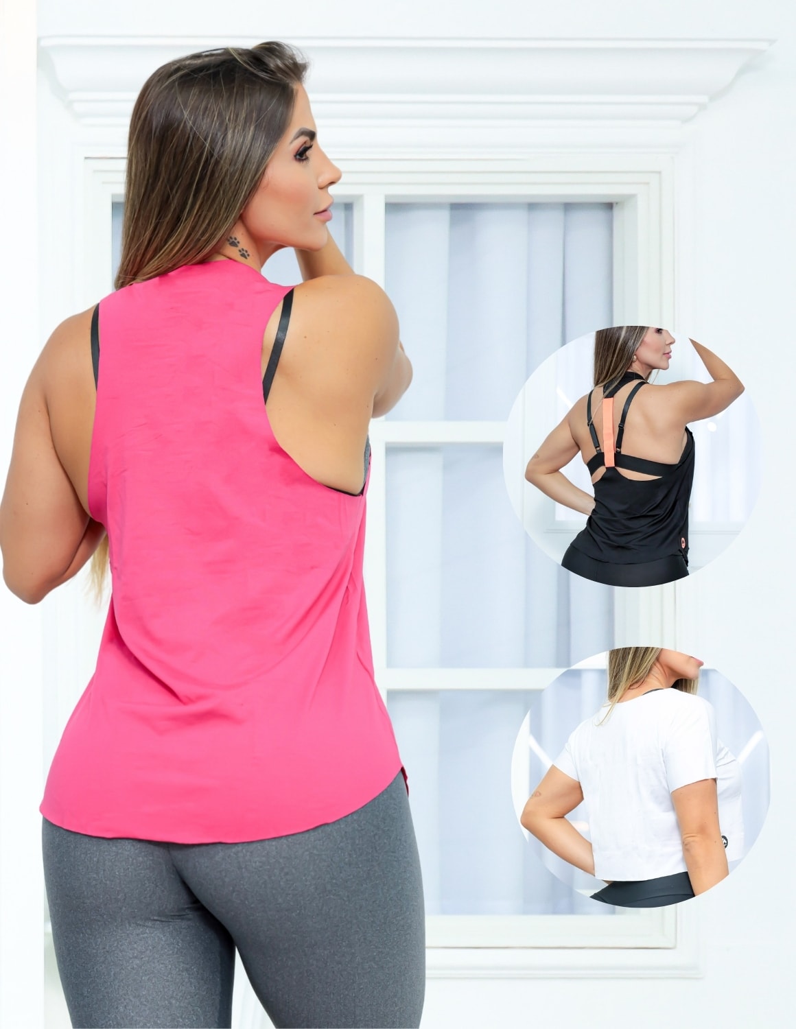 Kit 3 Regatas Blusinha Cropped Fitness Feminina Corrida Academia