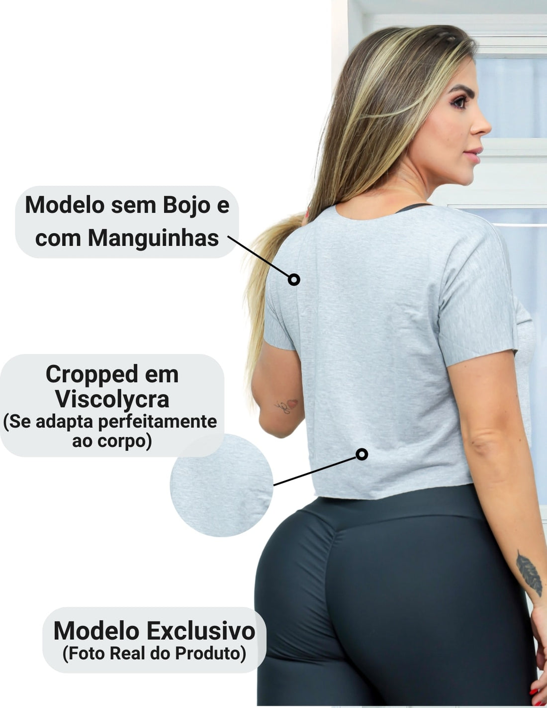 Kit com 2 Croppeds Tops Versáteis Feminino em Viscolycra