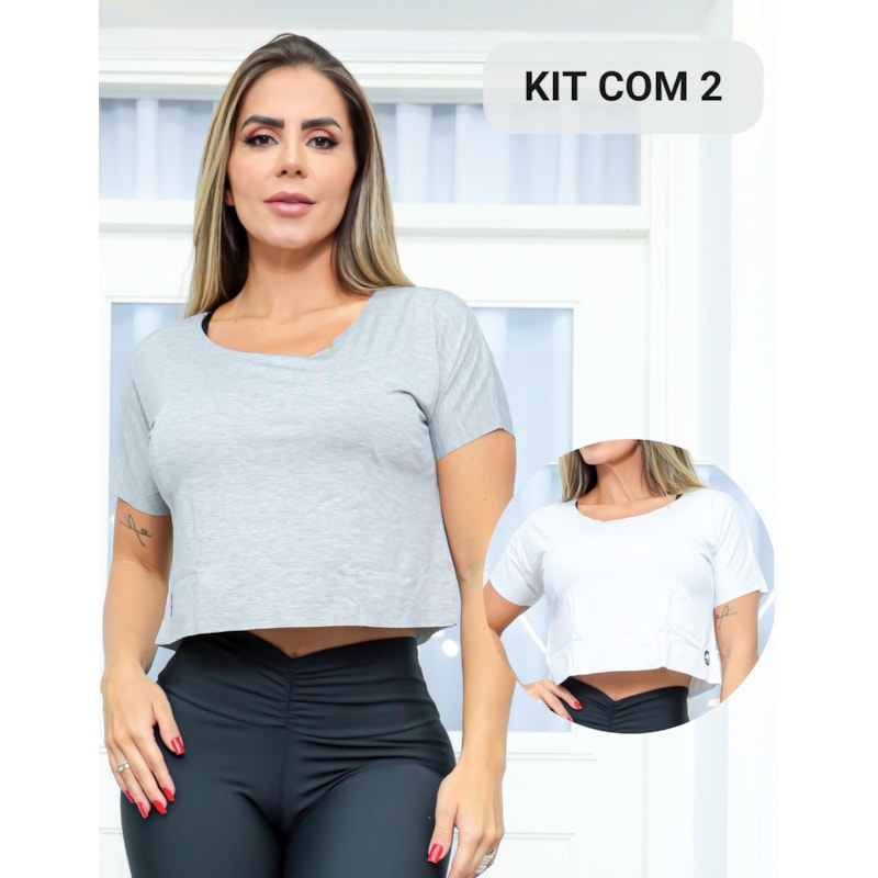 Kit com 2 Croppeds Tops Versáteis Feminino em Viscolycra