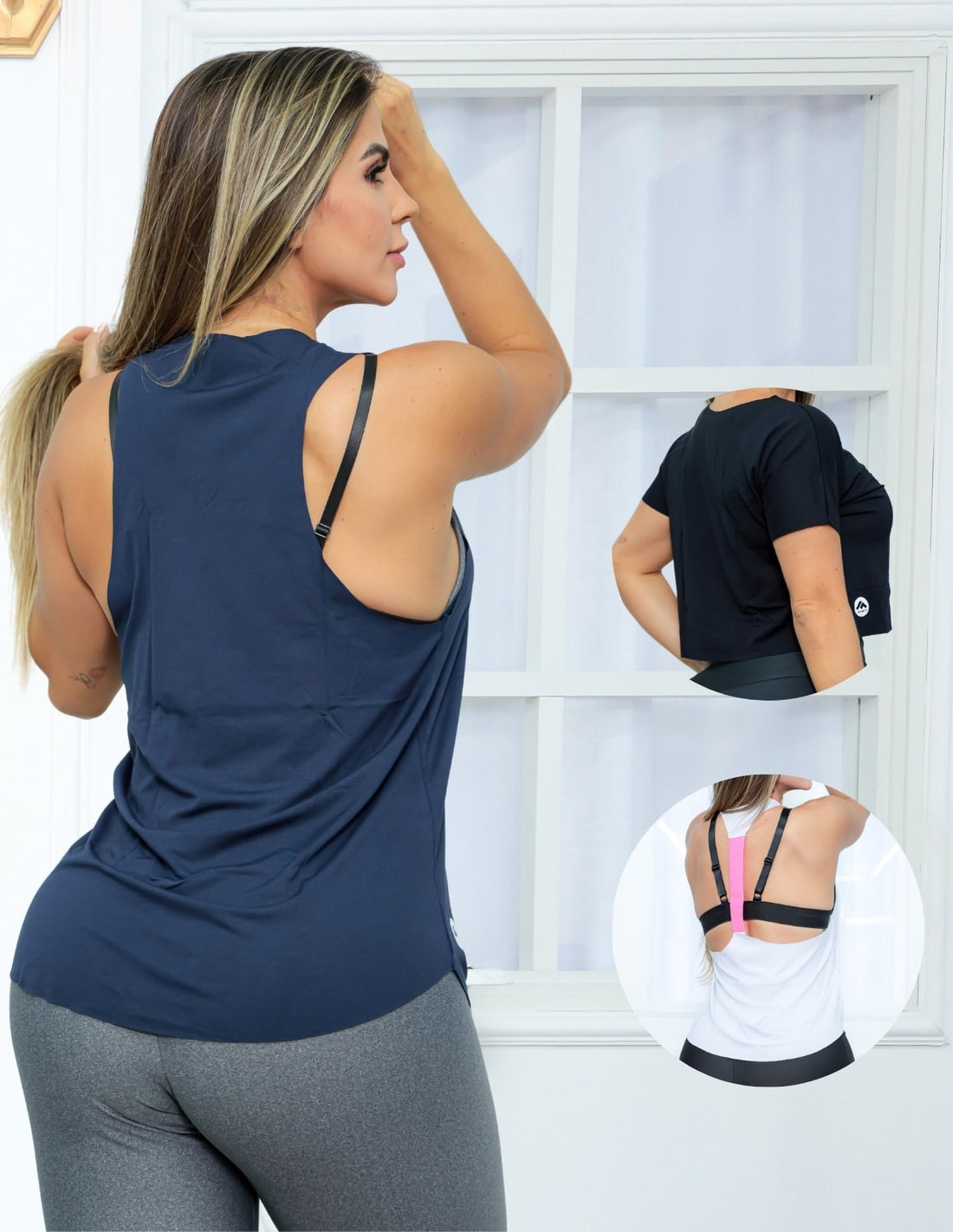 Kit com 3 Blusinhas Regata Cropped para Academia Feminina Corrida