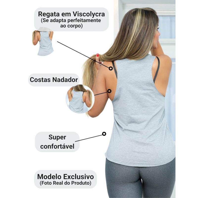Kit com 3 Blusas Regatas Feminina Mullet Fitmoda sem Mangas