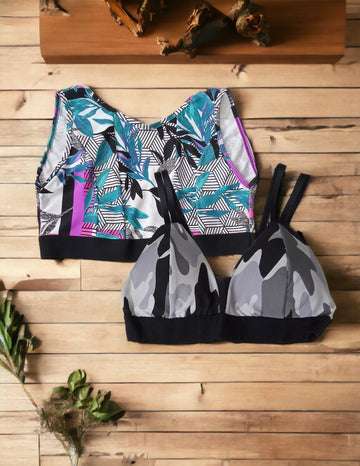 Kit com 2 Tops Fitness com Forro Interno com Estampas e Modelos Diferentes